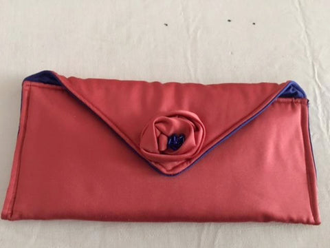 Orange and Blue Fabric Clutch Bag